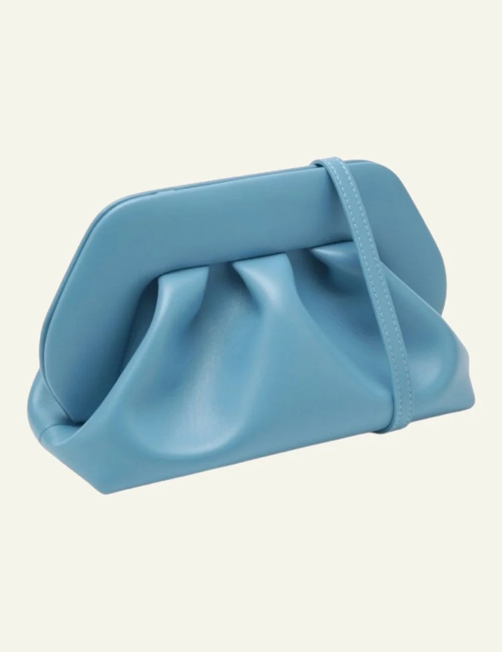 THEMOIRè Bios Medium vegan fabric clutch Niagara blue side view