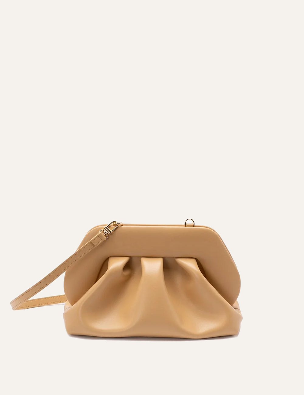 Themoirè clutch bag beige front view