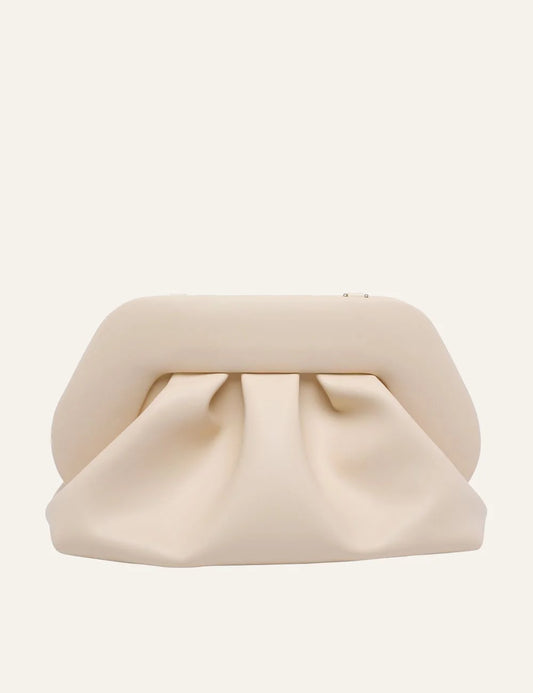 Themoirè clutch bag cream soft structure front view