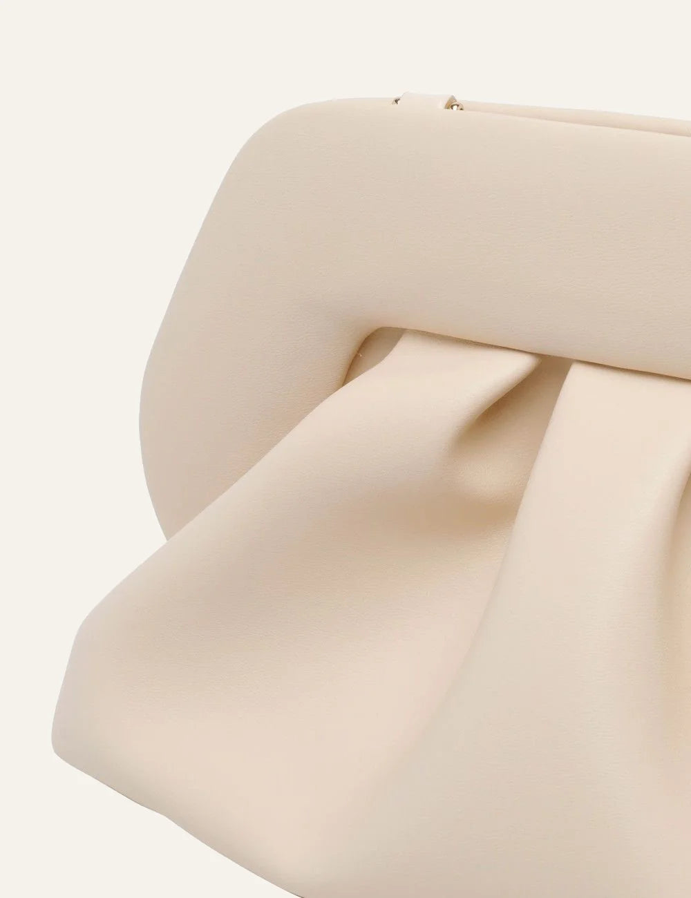 Themoirè clutch bag cream soft structure front detail view