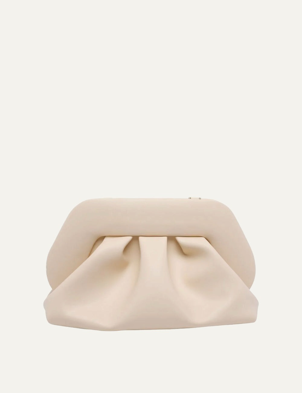 Themoirè clutch bag cream soft structure front view