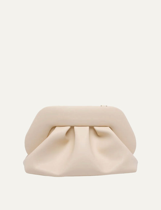 Themoirè clutch bag cream soft structure front view