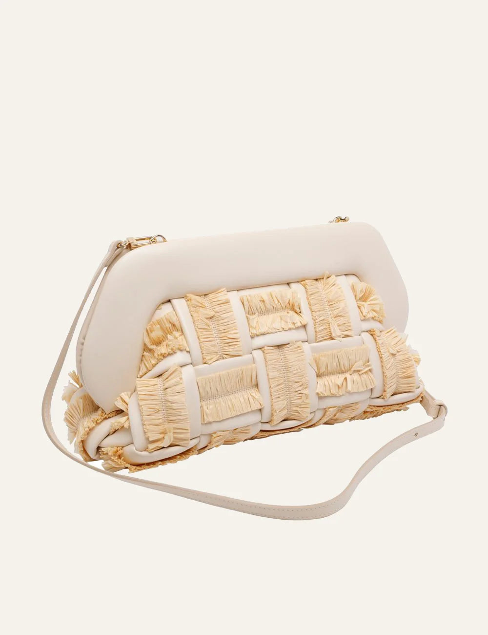 Themoirè clutch bag cream structured top view