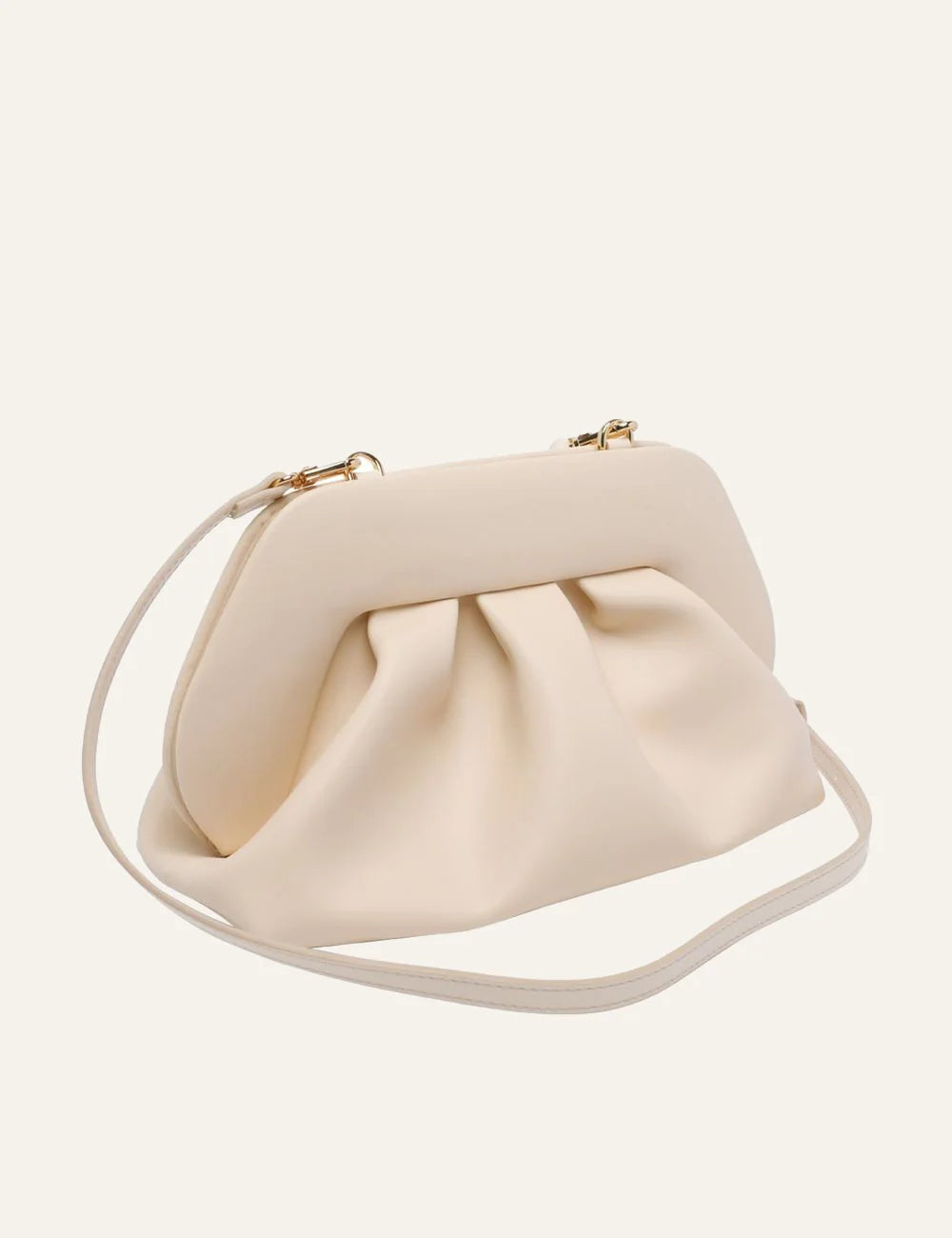 Themoirè clutch bag cream soft structure side view