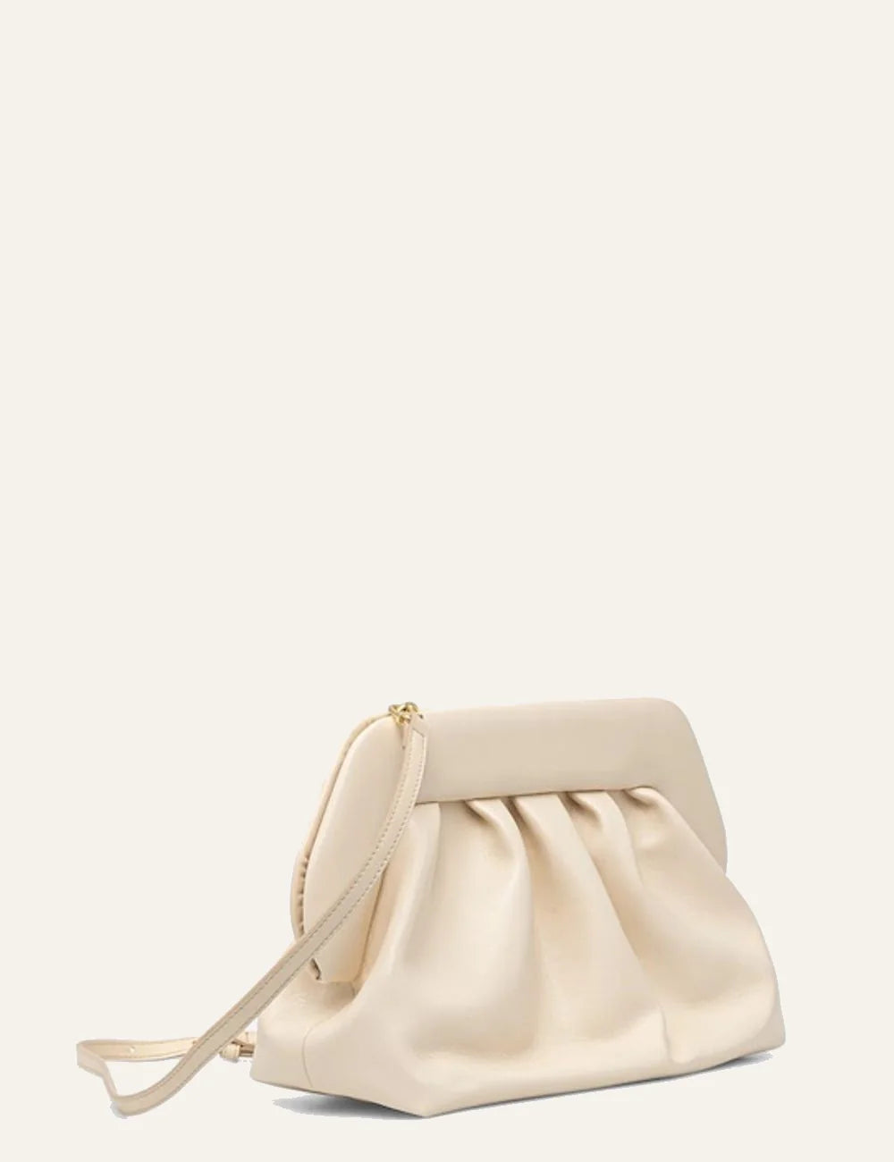 Themoirè clutch bag cream front side