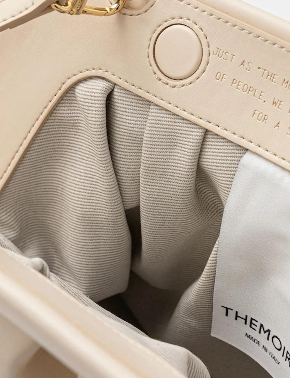 Themoirè clutch bag cream top view 