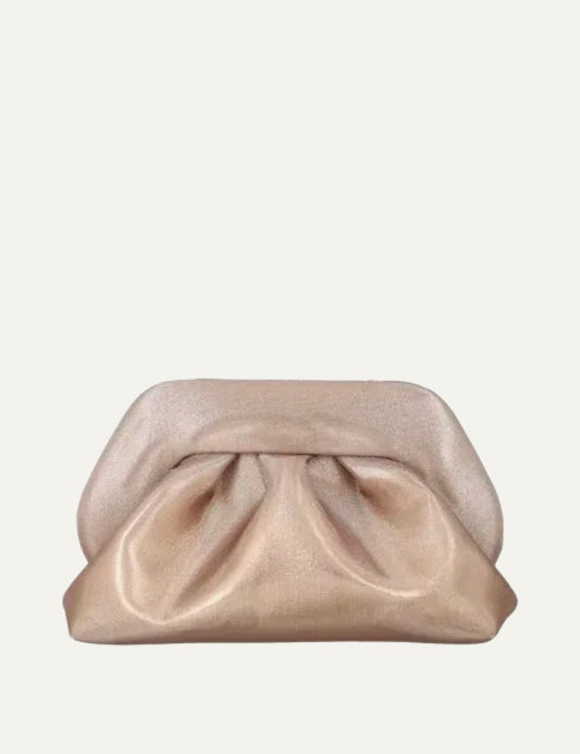 Themoirè clutch bag gold metallic front view