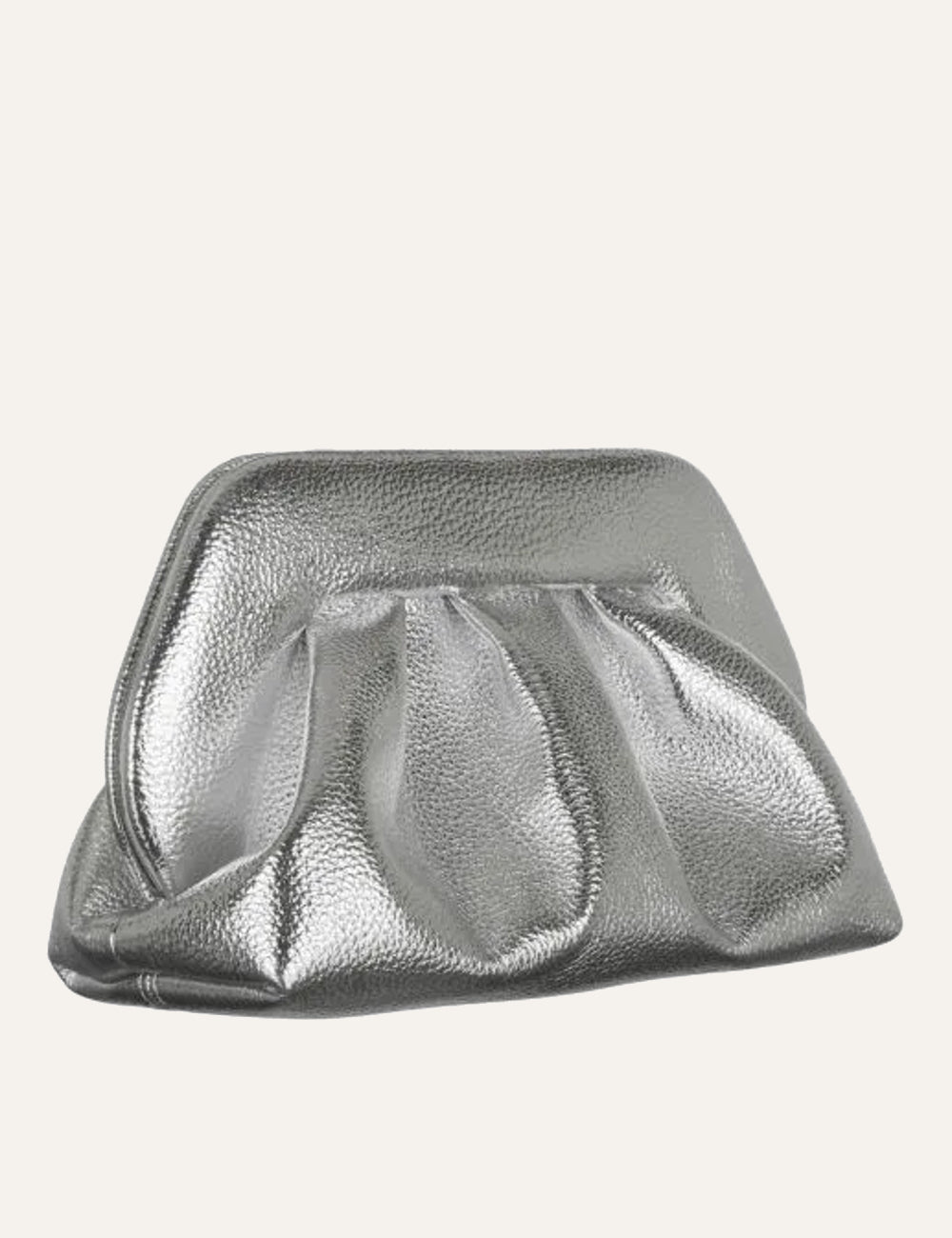 Themoirè clutch bag silver metallic side view