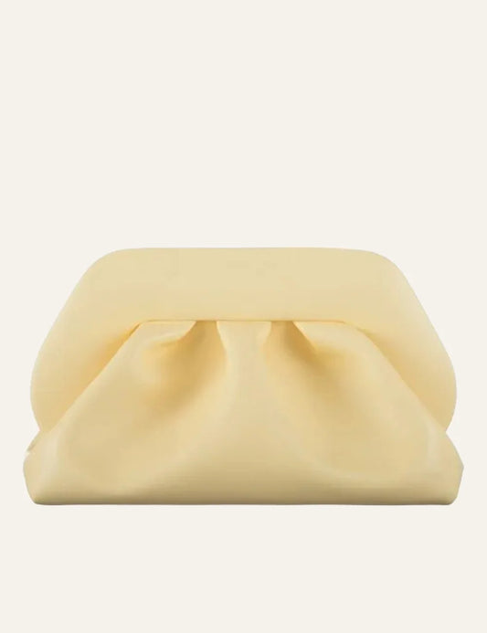 Themoirè clutch bag soft yellow front view