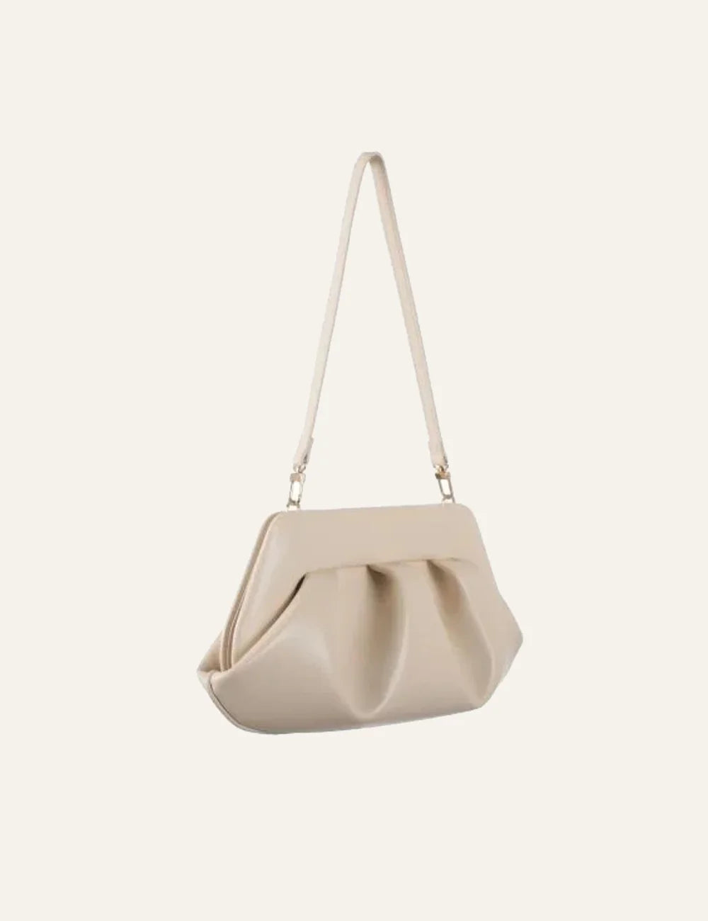 Themoirè shoulder bag cream angled side view