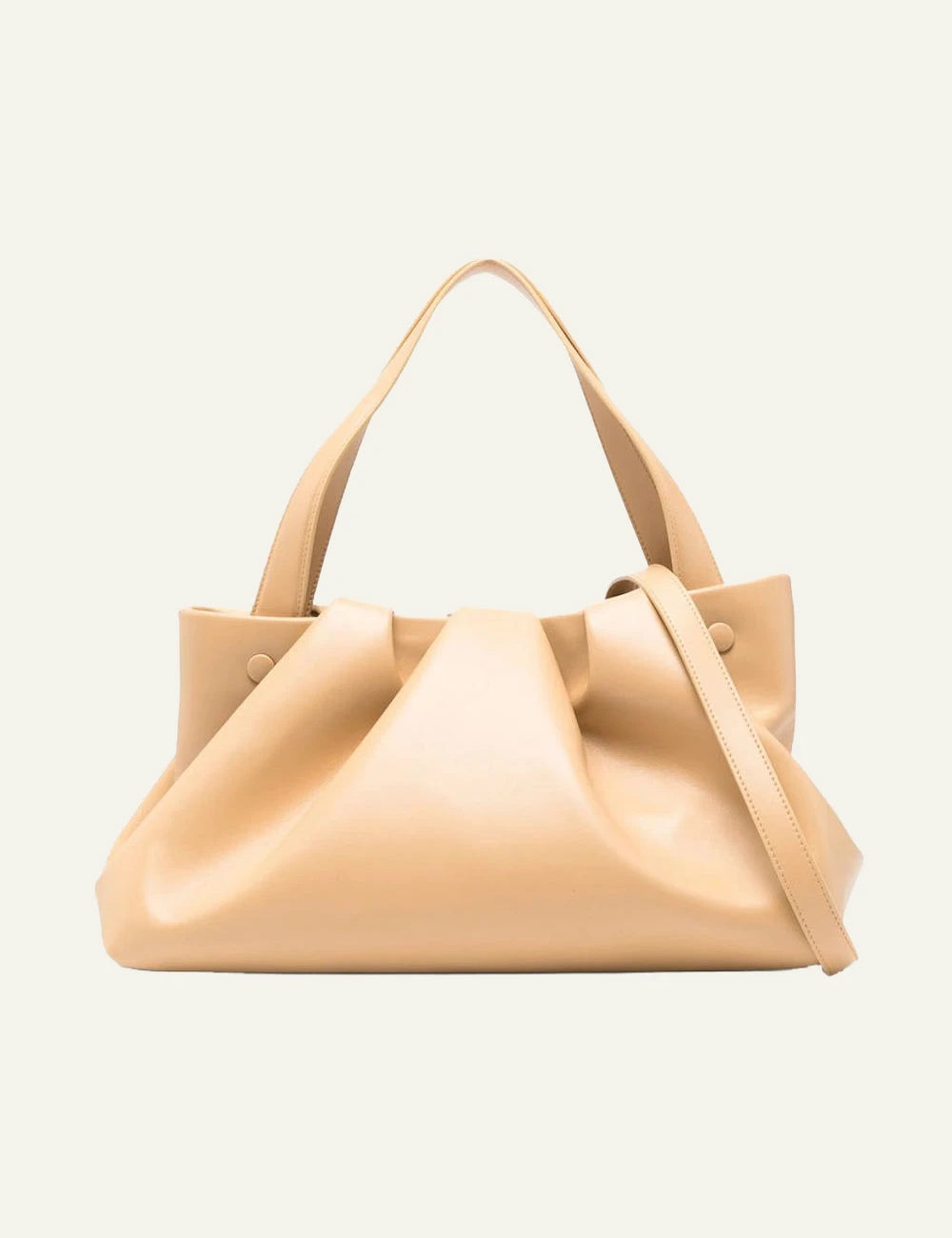 Themoirè soft tote bag beige front view