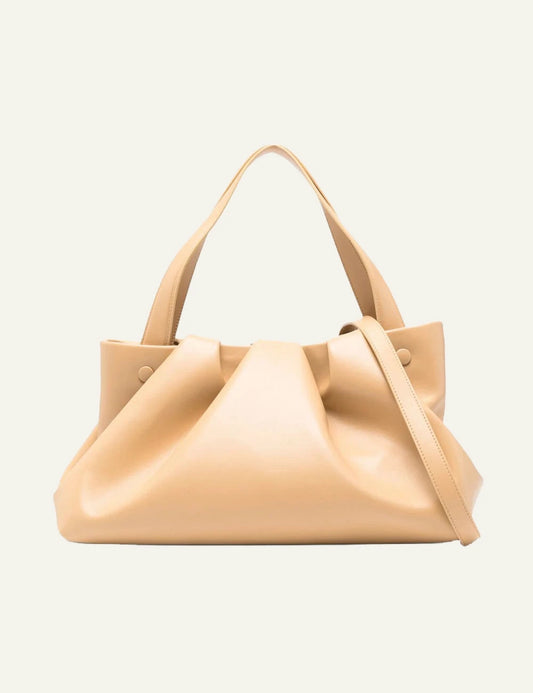 Themoirè soft tote bag beige front view