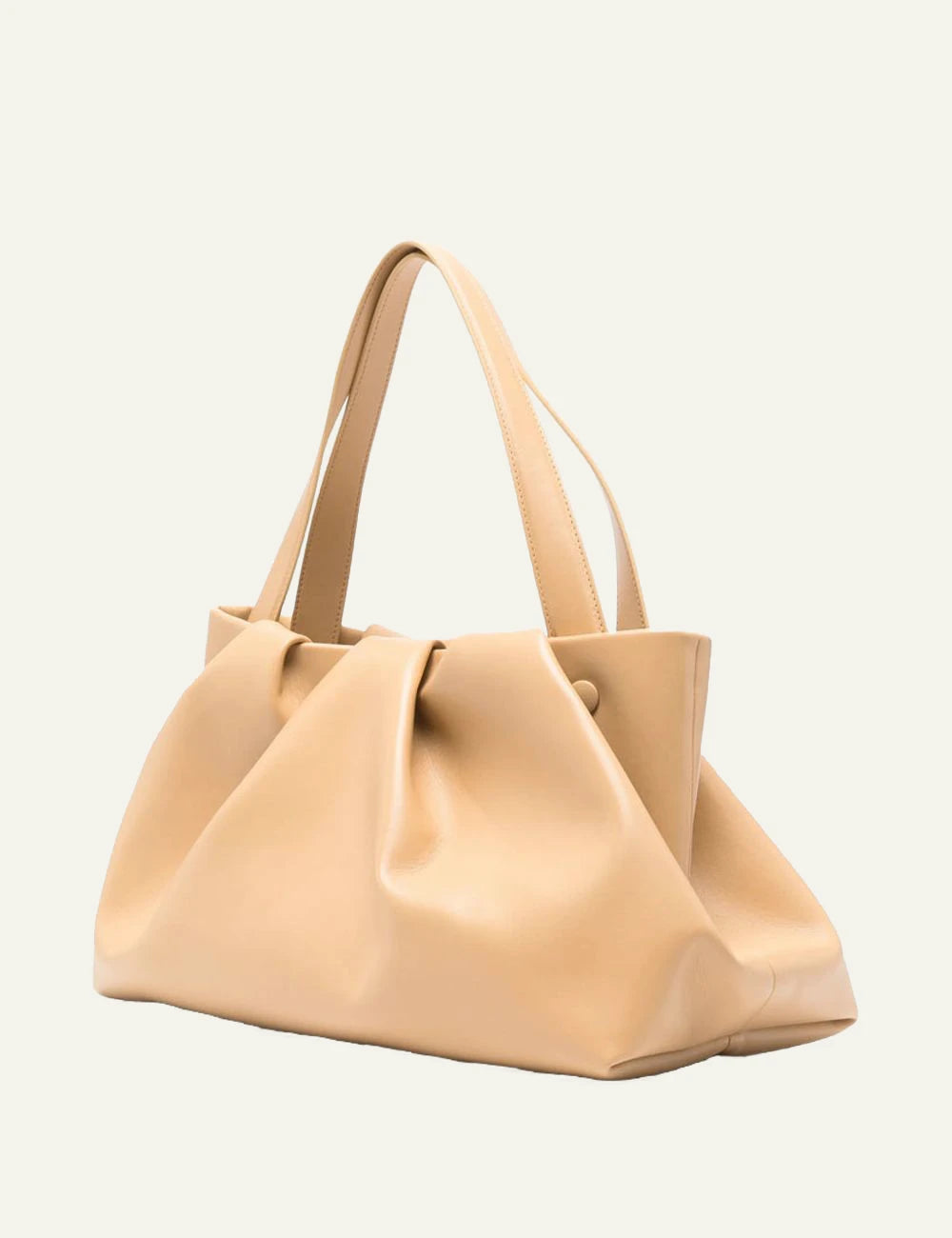 Themoirè soft tote bag beige angled side view