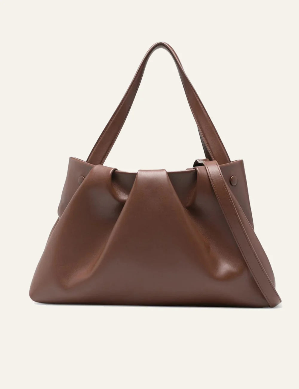 Themoirè soft tote bag brown front view