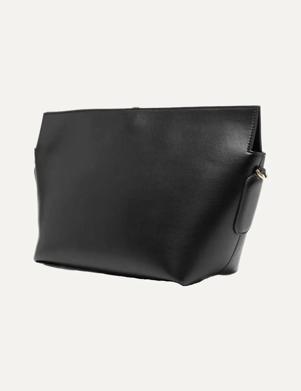THEMOIRÈ women's Zoe shoulder bag in smooth black calfskin leather with detachable adjustable strap, gold-tone hardware and top zip closure side