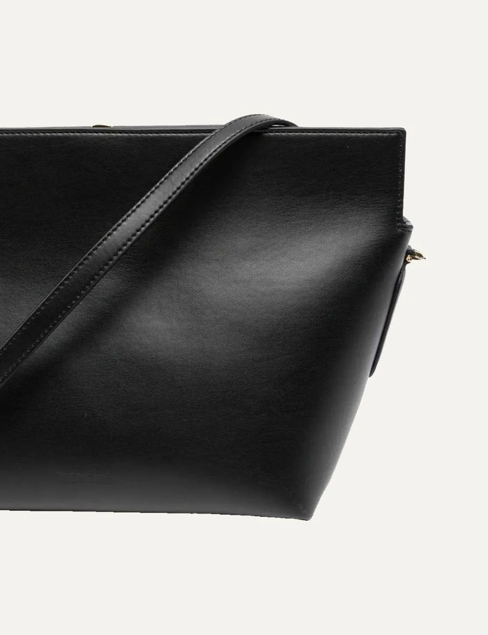 THEMOIRÈ women's Zoe shoulder bag in smooth black calfskin leather with detachable adjustable strap, gold-tone hardware and top zip closure detail