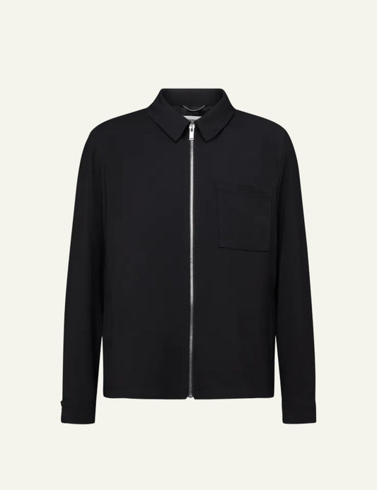 Men's DRYKORN Jerson Jacket in black twill with zip fastening and chest pocket