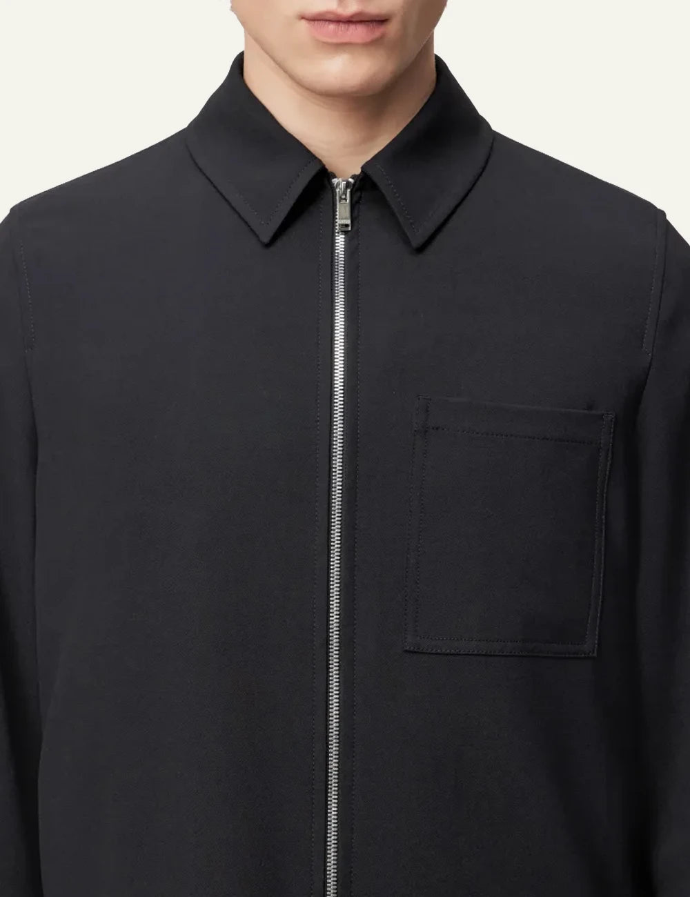 Men's DRYKORN Jerson Jacket in black twill with zip fastening and chest pocket detail