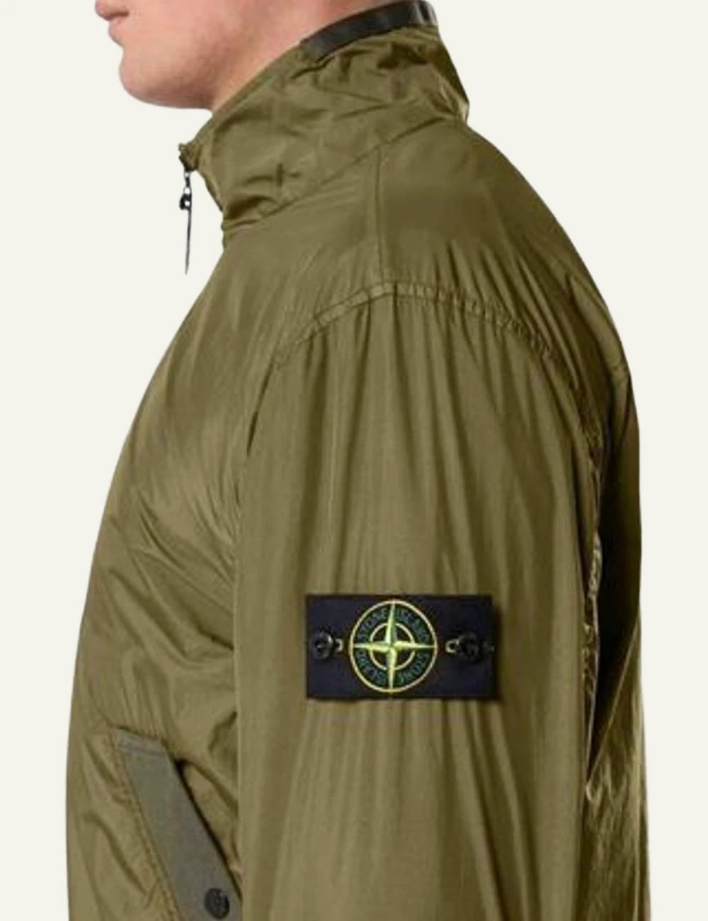 Stone Island jacket green logo look