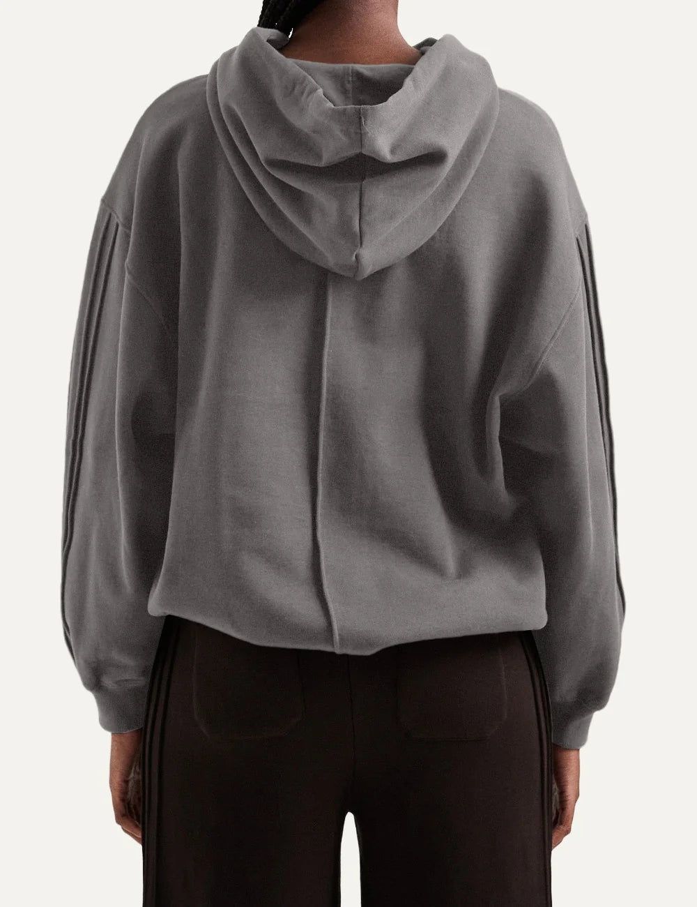 Topshop women's charcoal grey oversized hoodie with drawstring hood, dropped shoulders and ribbed cuffs back