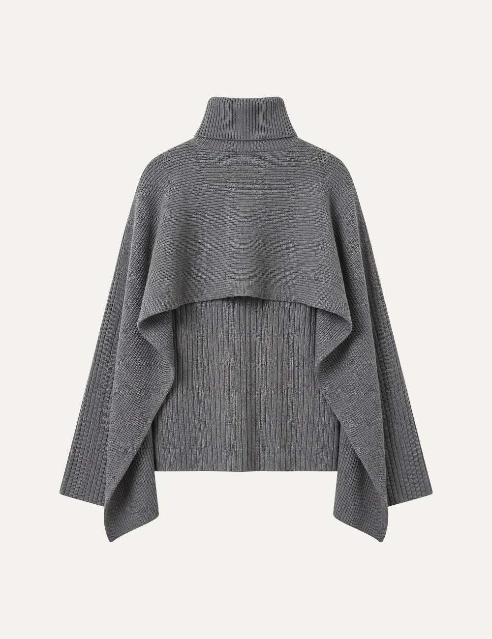 Topshop women's dark grey ribbed knit sweater with roll neck, dropped shoulders and oversized fit back