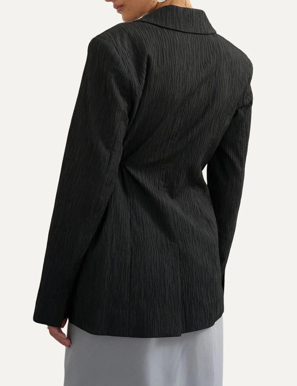 Topshop women's Tiri black textured blazer with notched lapels and tie waist back