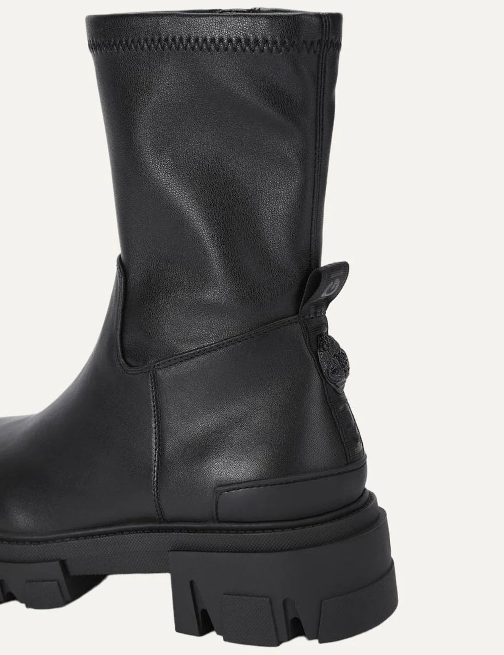Kurt Geiger London women Stomp Sock black leather ankle boots with chunky sole back
