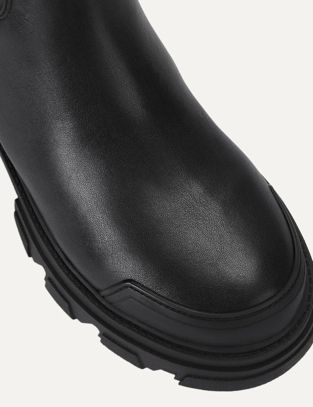 Kurt Geiger London women Stomp Sock black leather ankle boots with chunky sole angled