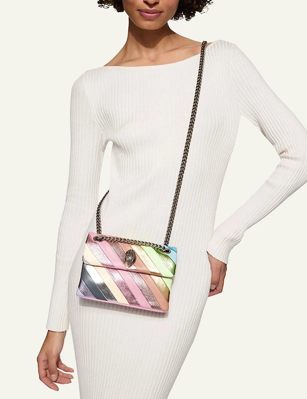 Kurt Geiger mini crossbody bag worn cross-body fashion look