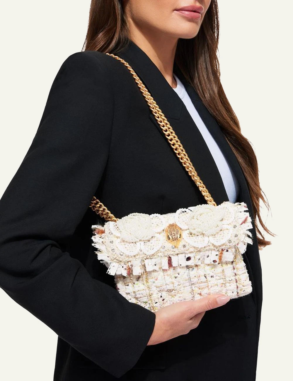 tweed mini kensington bone combination fabric other kurt geiger london side model