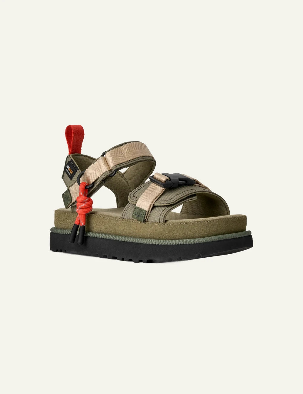 ugg sandal olive cordura strap outdoor sandal angled view