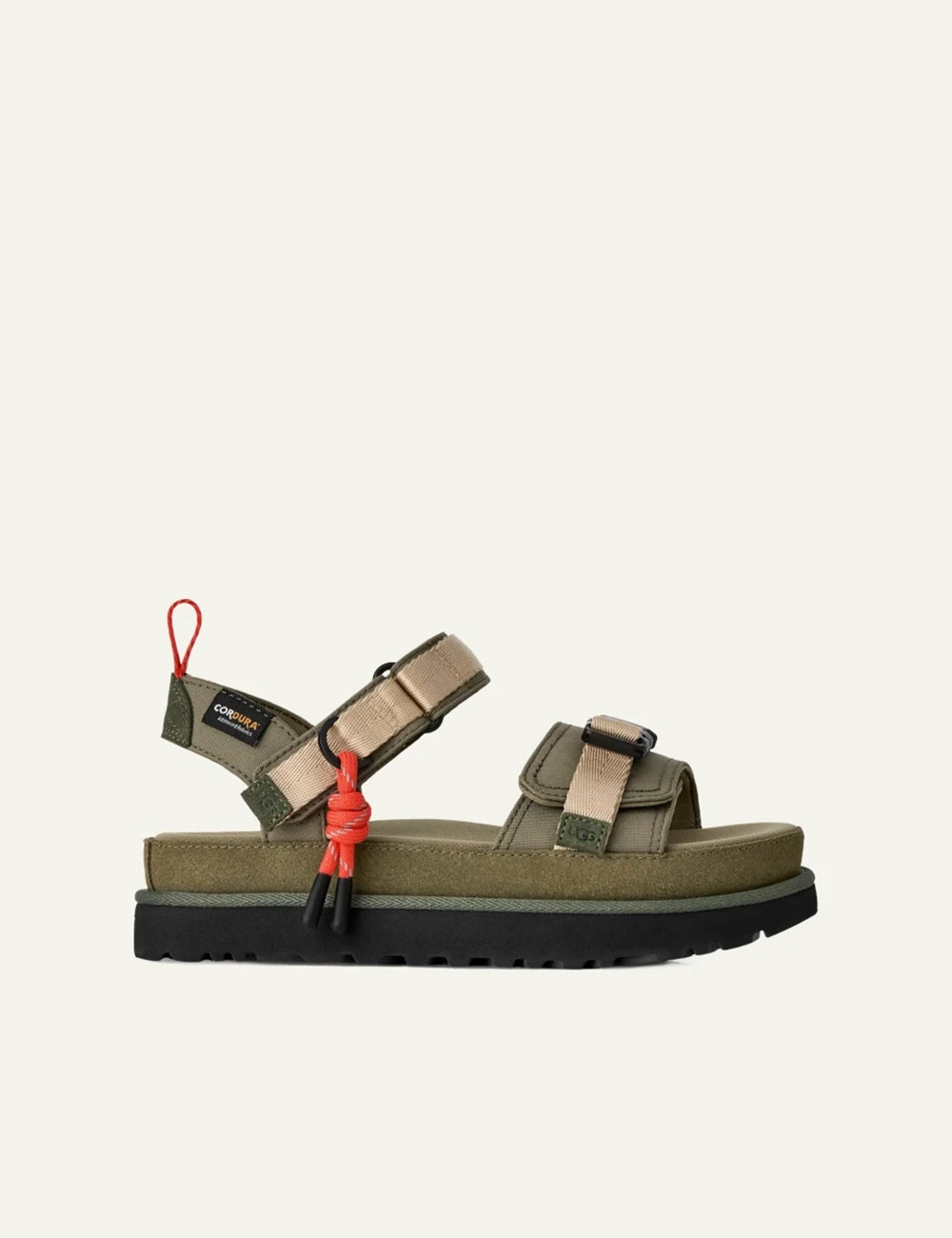 ugg sandal olive cordura strap outdoor sandal side view