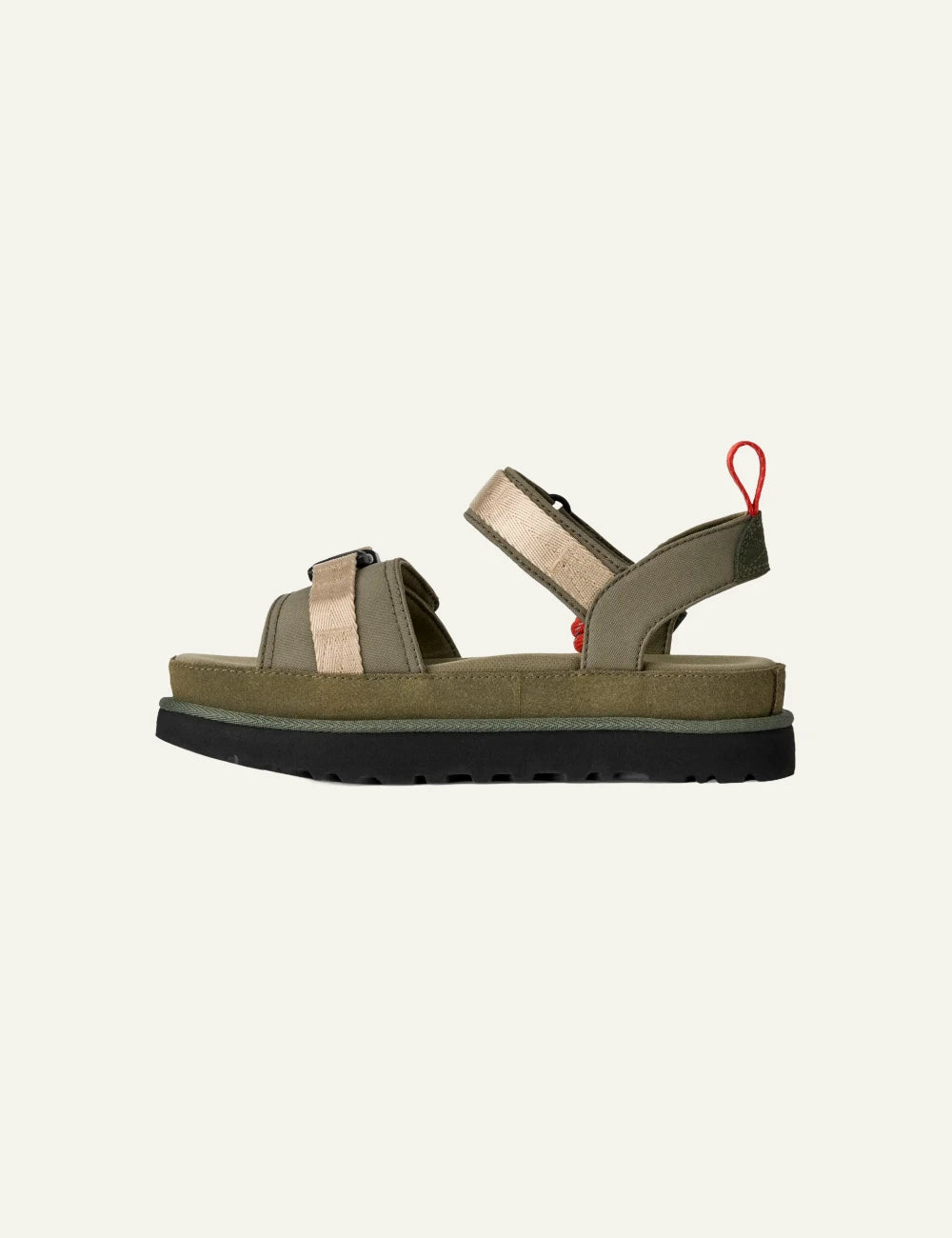 ugg sandal olive cordura strap outdoor sandal profile view