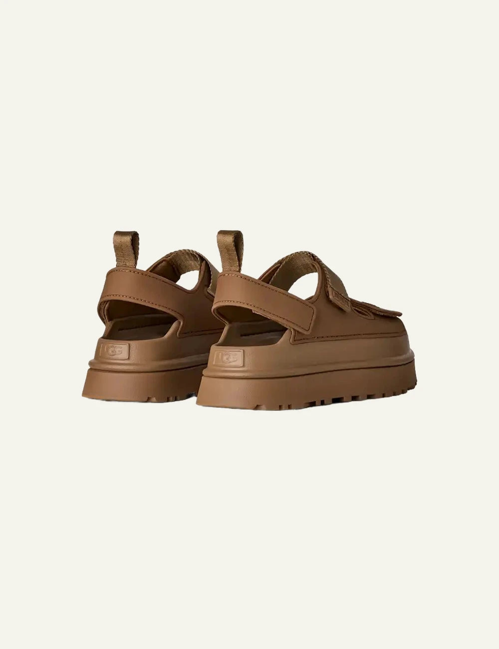 UGG GoldenGlow platform sandal Bison Brown back view