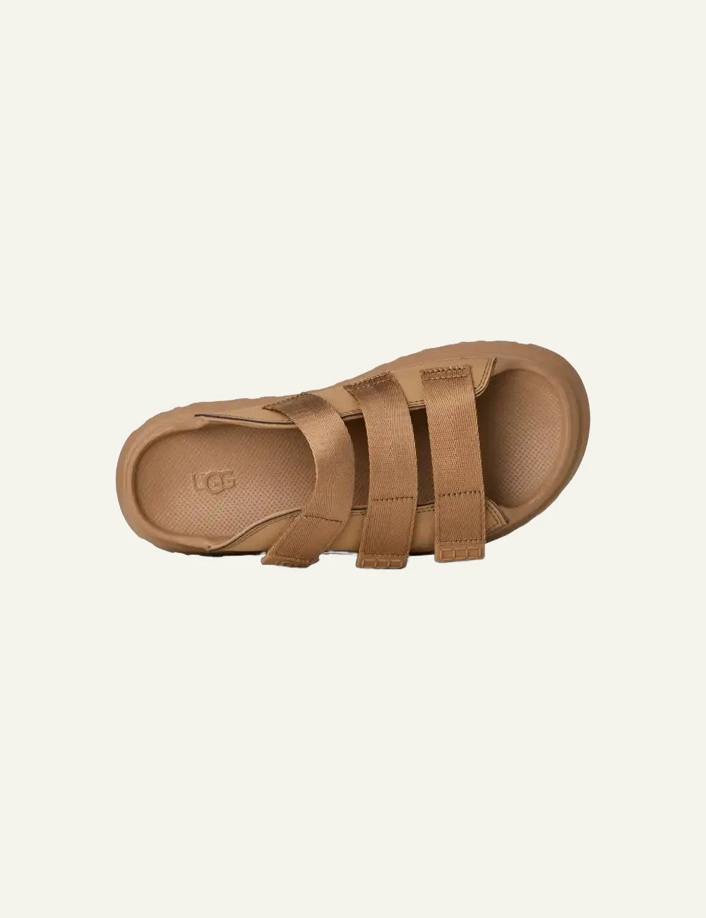 UGG GoldenGlow slide sandal dark sand platform top view