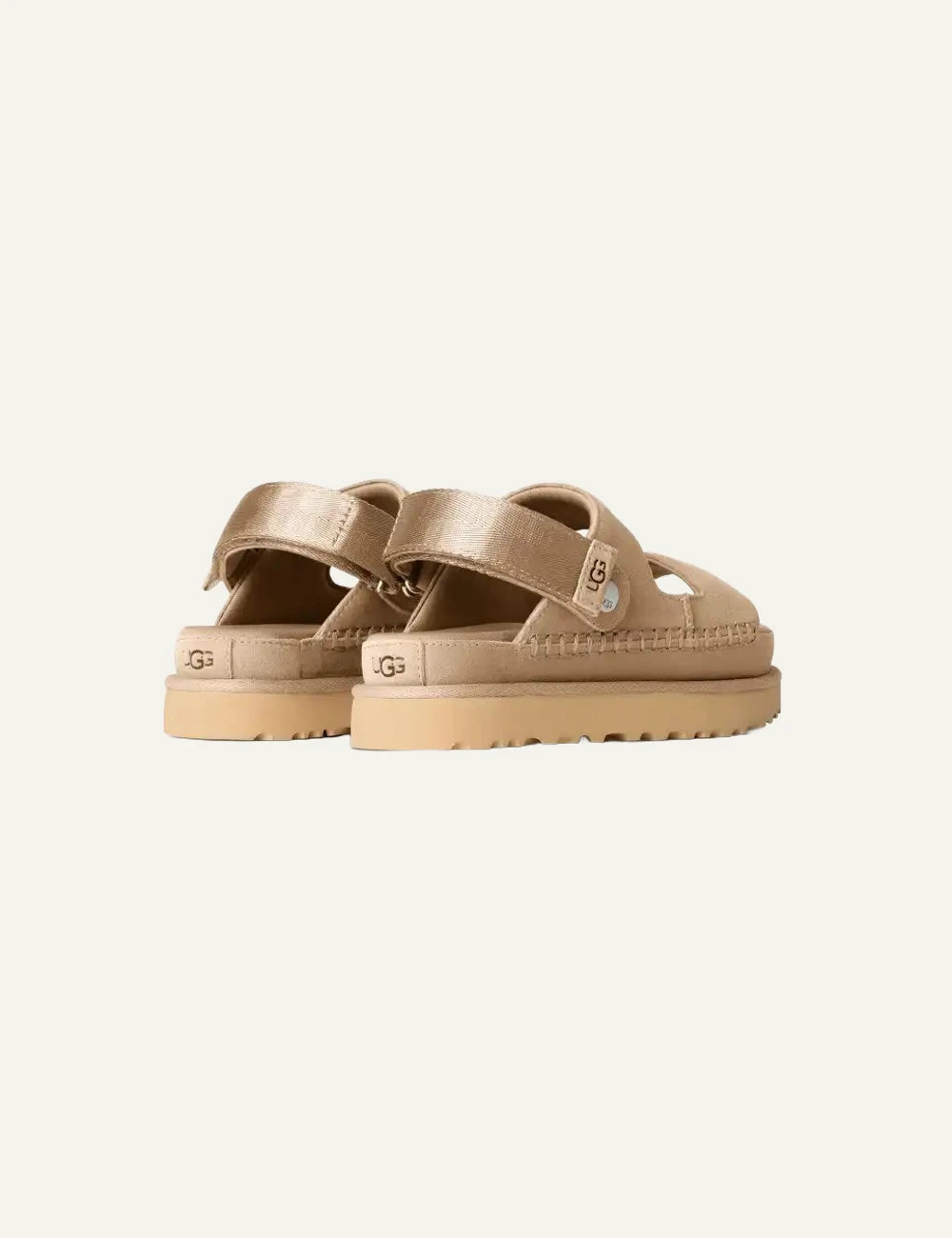 UGG Goldenstar Glide sandal suede sand back view