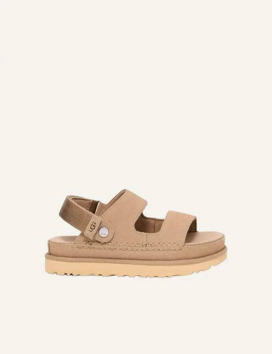 UGG Goldenstar Glide sandal suede sand side view