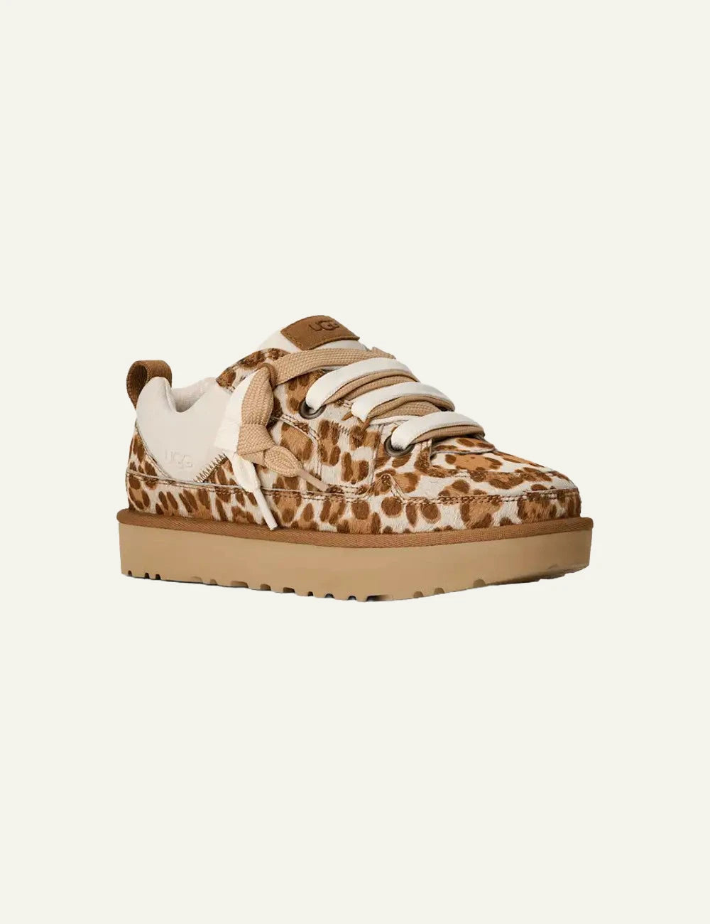 UGG Lo Lowmel Plains sneaker cow hair felicity leopard jasmine angled view
