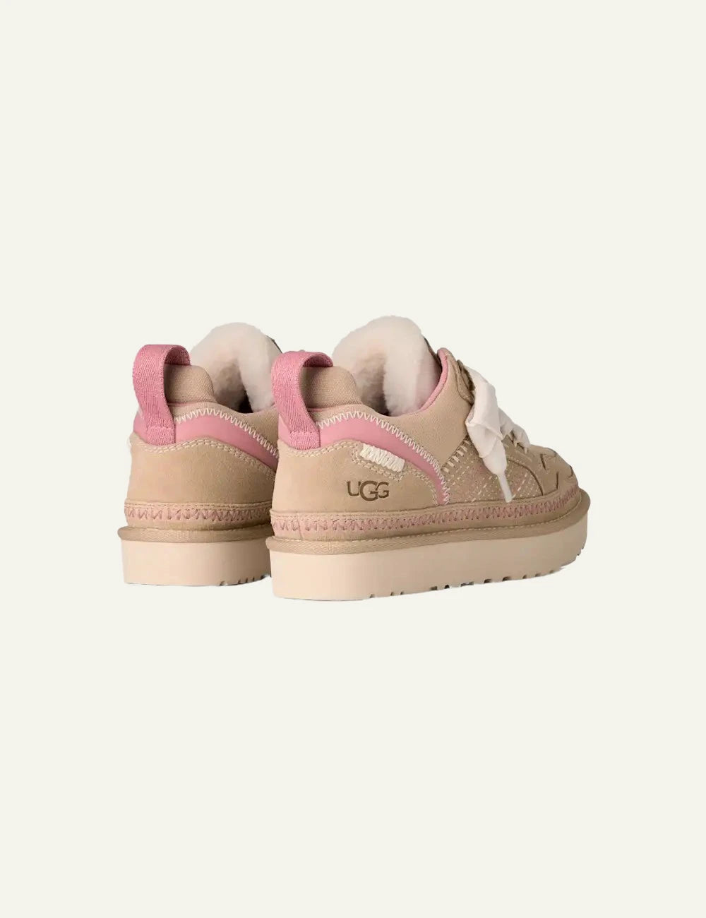 UGG Lowmel Meadow sneaker suede canvas sand castle back view
