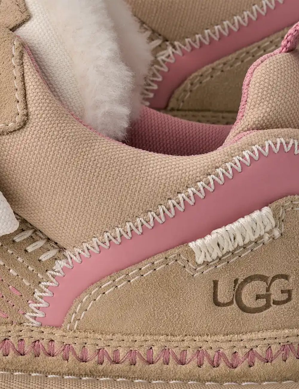 UGG Lowmel Meadow sneaker suede canvas sand castle logo view