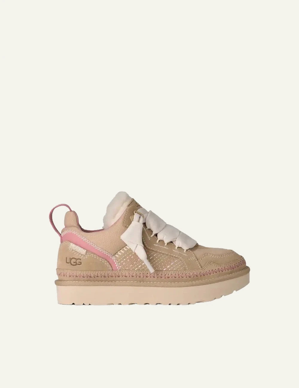 UGG Lowmel Meadow sneaker suede canvas sand castle side view