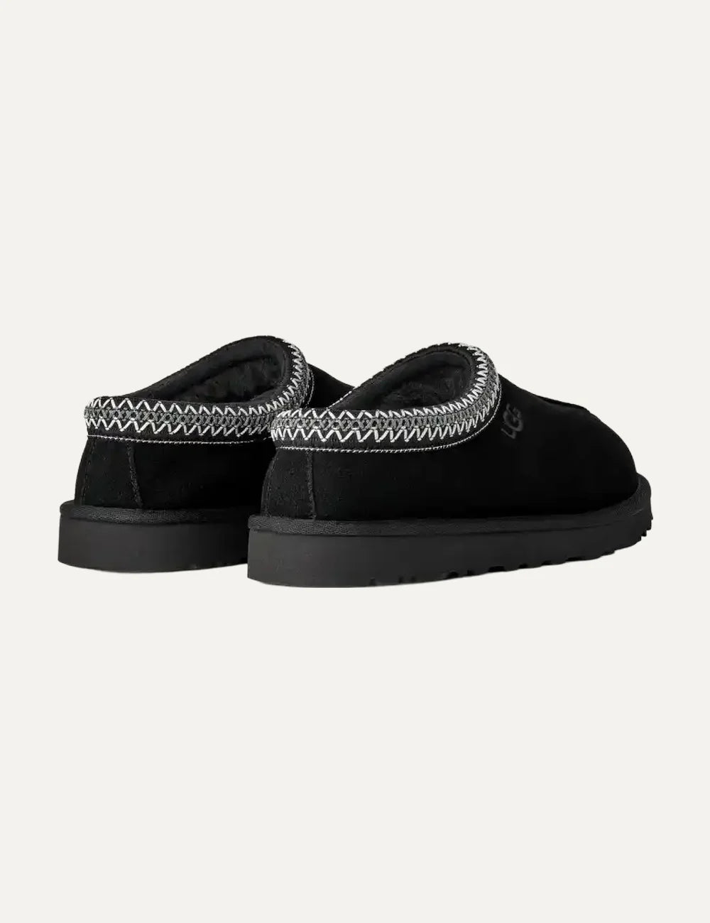 UGG men black suede slippers with sheepskin lining and UGGbraid detail back