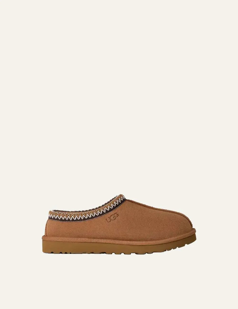 Men's UGG Tasman brown suede shoes with UGGbraid trim, 17mm sheepskin lining and Sugarcane EVA outsole
