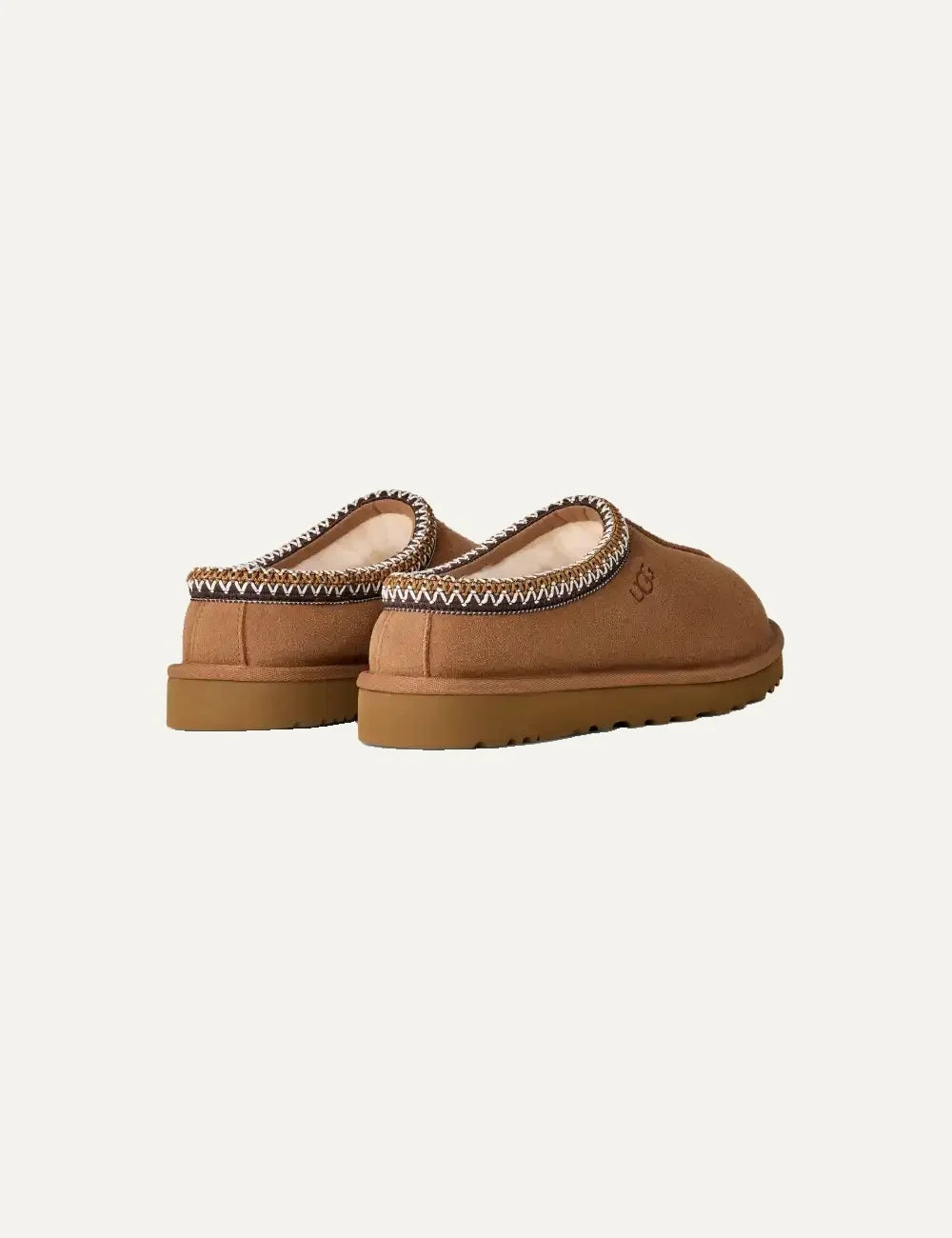 Men's UGG Tasman brown suede shoes with UGGbraid trim, 17mm sheepskin lining and Sugarcane EVA outsole back