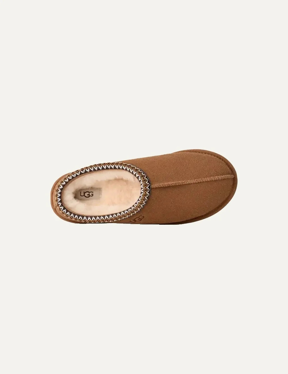 Men's UGG Tasman brown suede shoes with UGGbraid trim, 17mm sheepskin lining and Sugarcane EVA outsole top