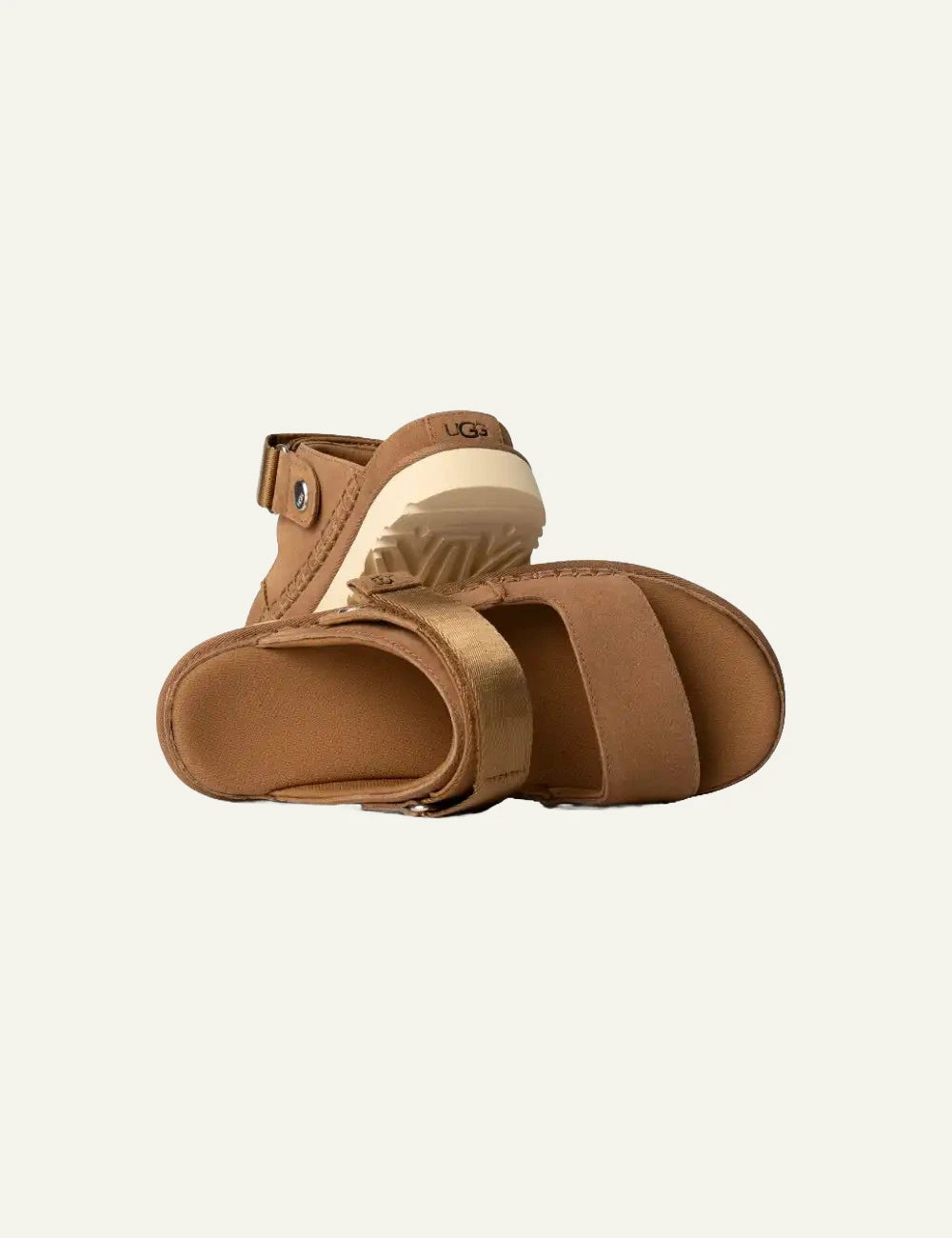 UGG suede sandal chestnut top view with adjustable heel strap