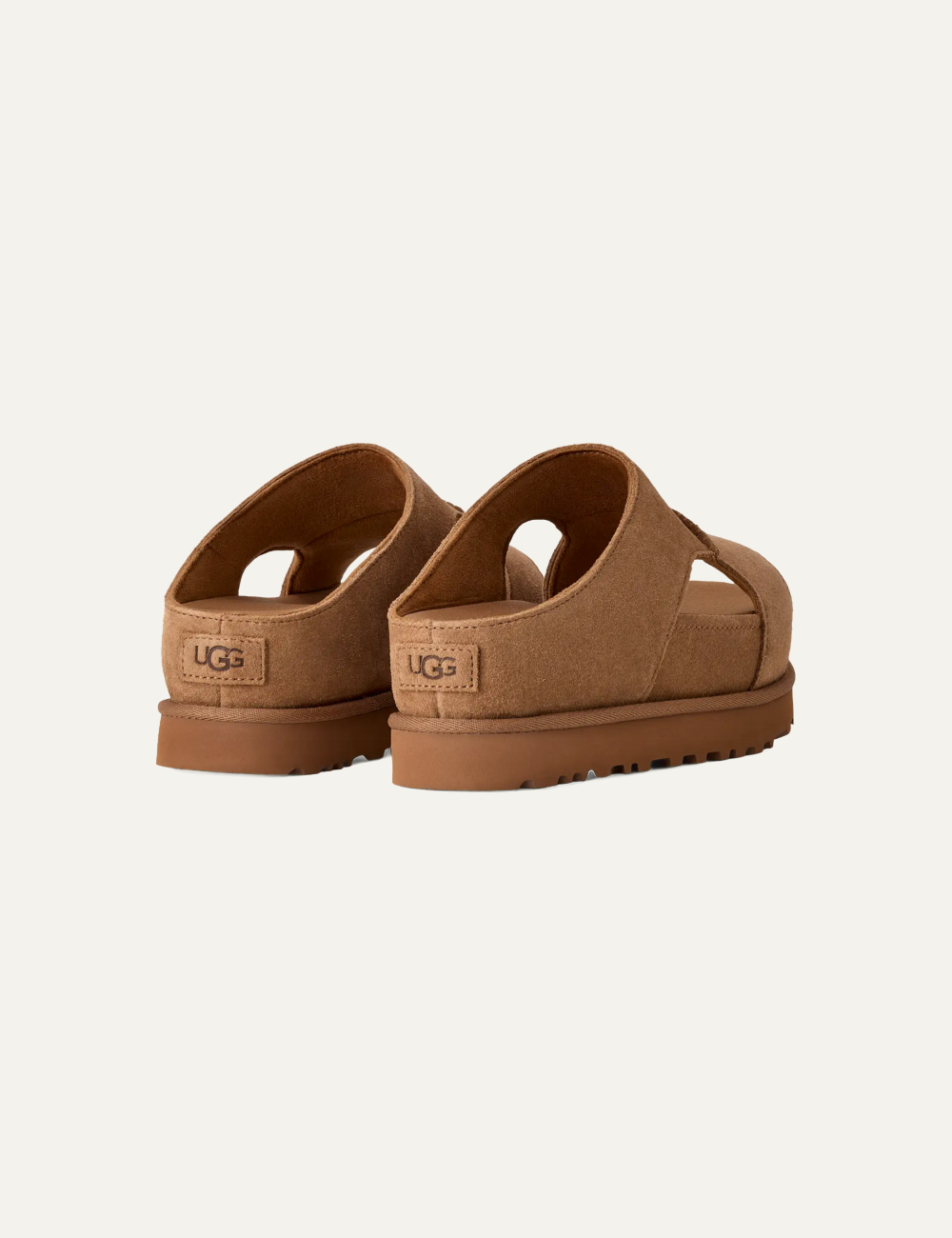 ugg suede slide sandal chestnut platform back view