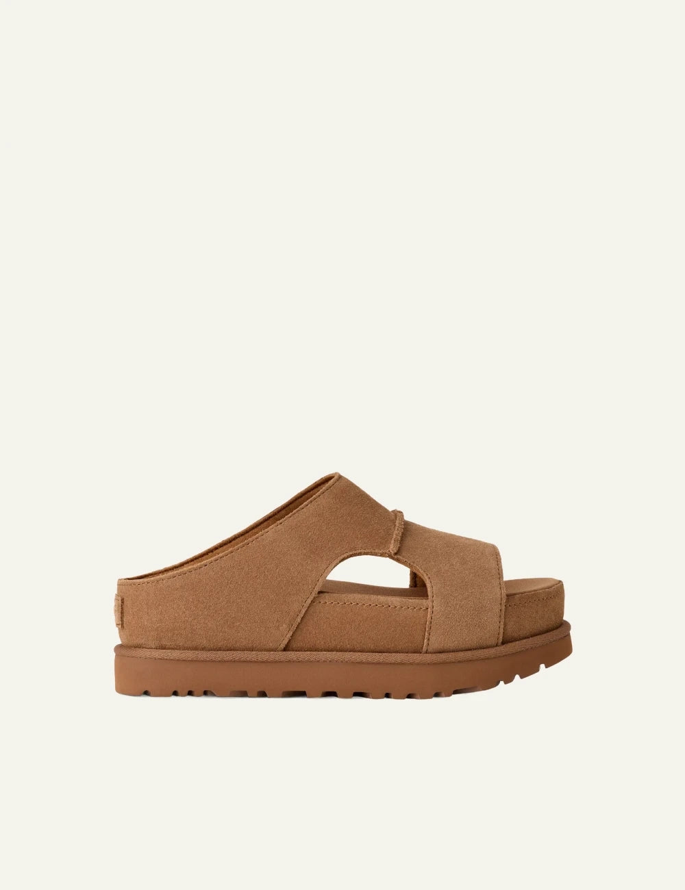 ugg suede slide sandal chestnut platform side view