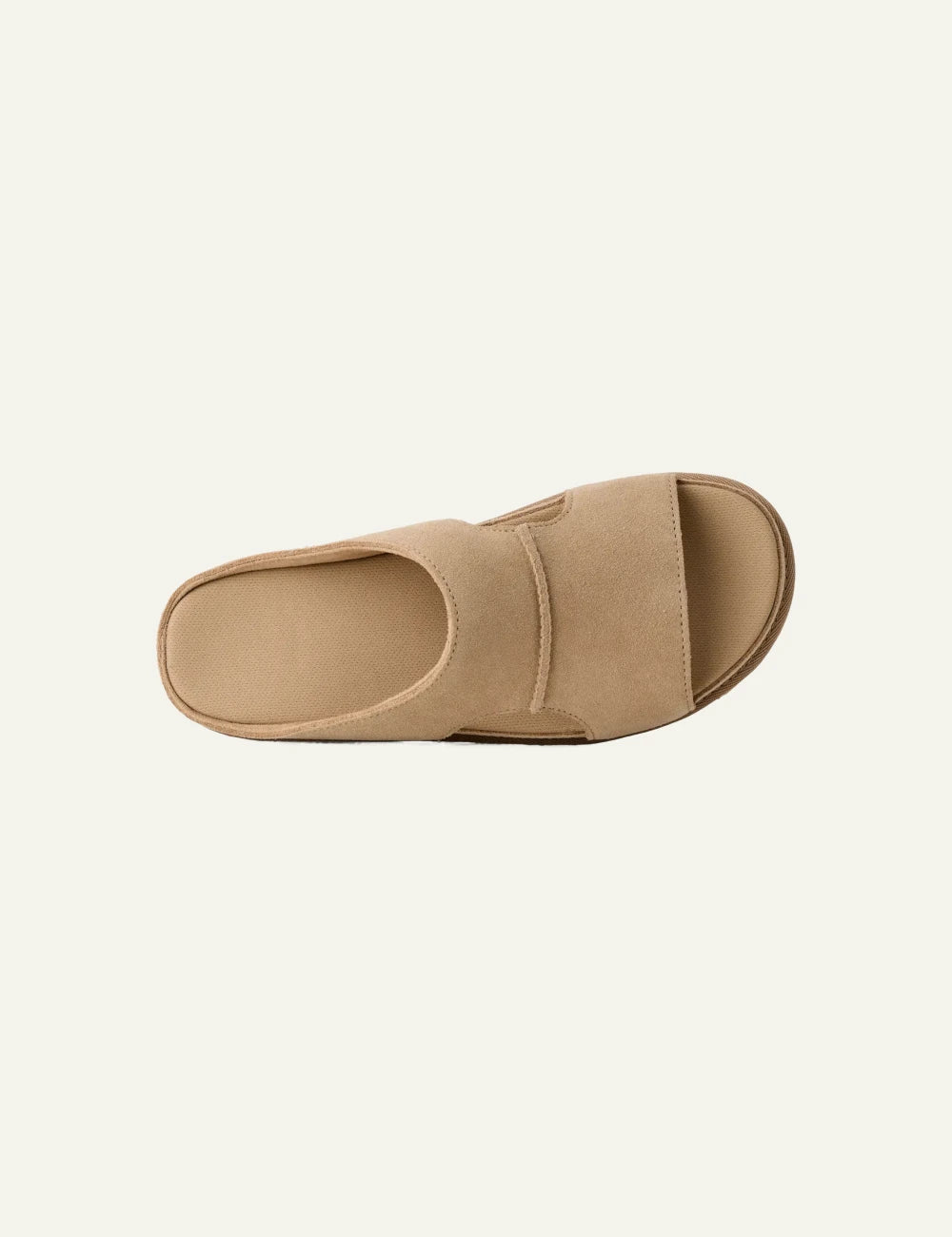 ugg suede slide sandal sand platform top view