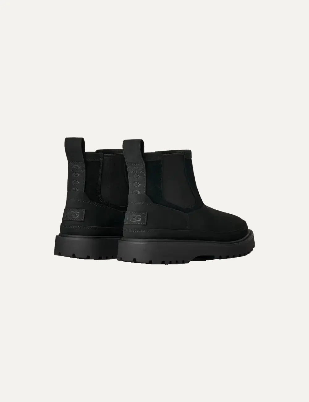Unisex UGG Birch Chelsea black waterproof suede and nubuck boots with elastic side panels and rubber outsole back